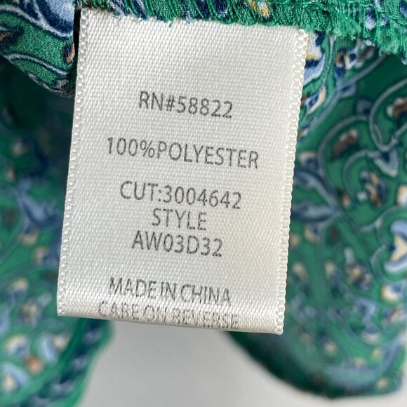 Max Studio Womens Plus 3X Green Blue V Neck Tie Front Blouse Kimono Sleeve Shirt - Picture 5 of 10